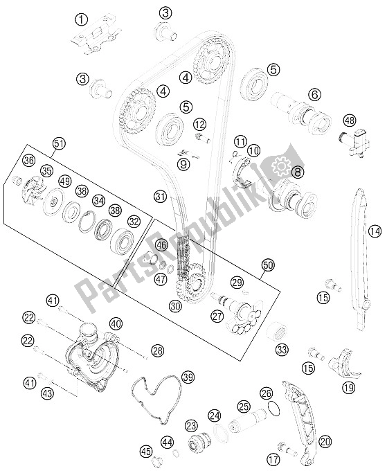 All parts for the Timing Drive of the KTM 350 SX F Europe 2011