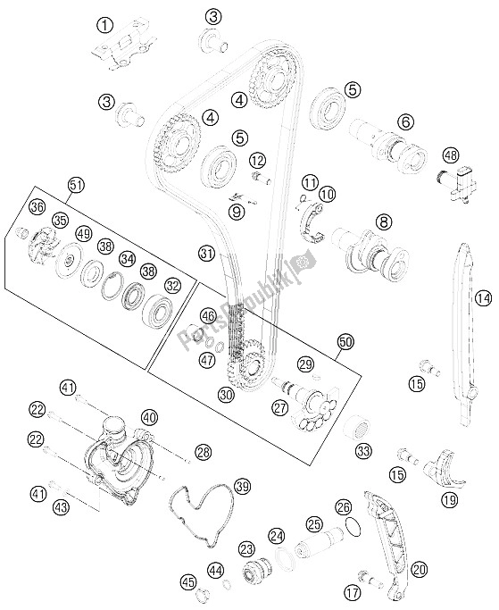 All parts for the Timing Drive of the KTM 350 SX F USA 2011