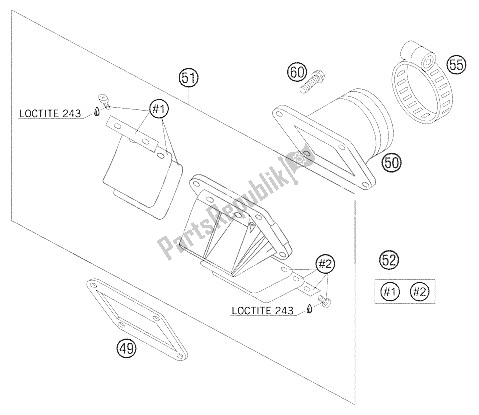 All parts for the Reed Valve Case of the KTM 105 SX Europe 2006