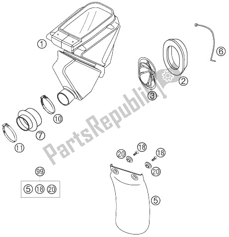 Todas las partes para Caja De Filtro De Aire 65 Sx de KTM 65 SX Europe 2003