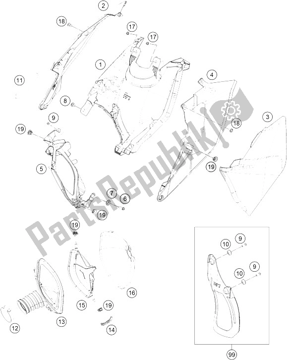 All parts for the Air Filter of the KTM 250 SX F Europe 2016