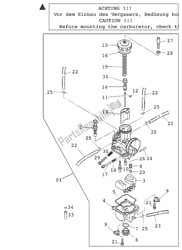 Toutes les pièces pour le Carburateur Keihin Pwk 38 Ag du KTM 250 MXC USA 2000