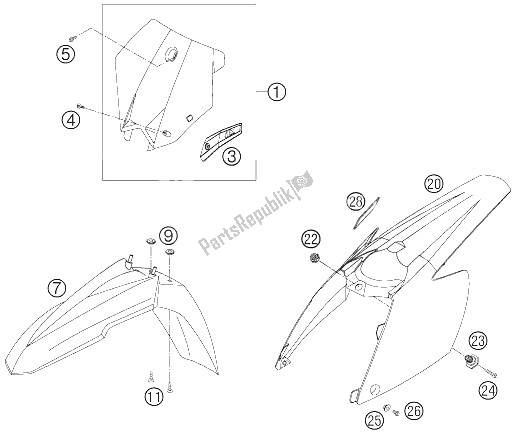 All parts for the Mask - Fender 450/525 Smr of the KTM 525 SMR Europe 2005