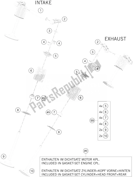 Todas las partes para Accionamiento De Válvula de KTM 1190 RC8 R White Europe 2013