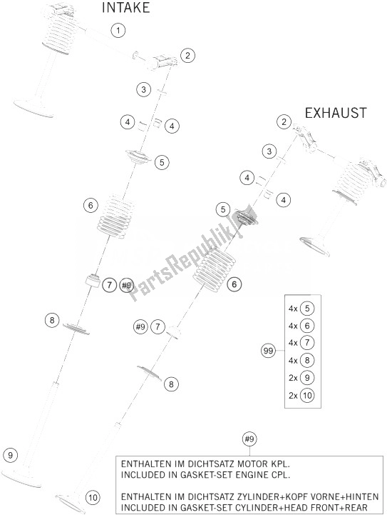 All parts for the Valve Drive of the KTM 1290 Superduke R Black ABS 14 USA 2014