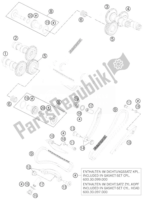 Alle onderdelen voor de Timing Aandrijving van de KTM 990 Supermoto T Black ABS France 2013