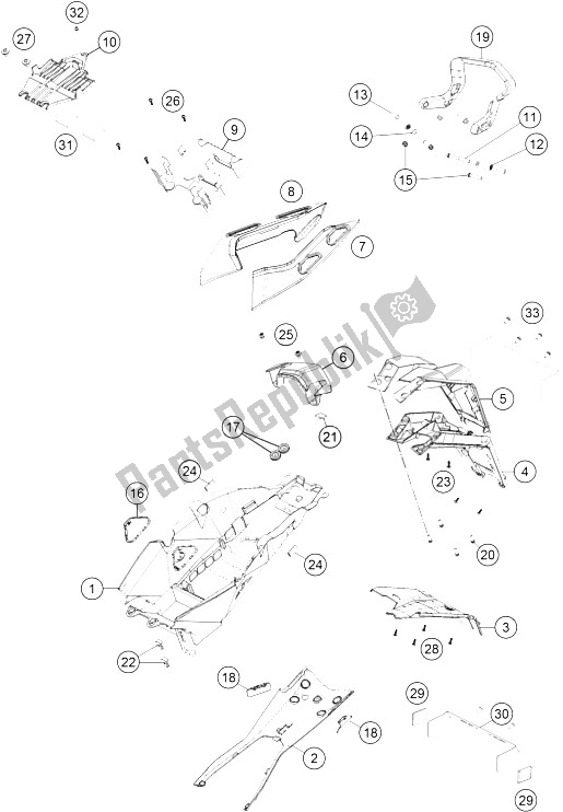 All parts for the Cover Rear of the KTM 1290 Super Duke GT Grey ABS 16 Japan 2016