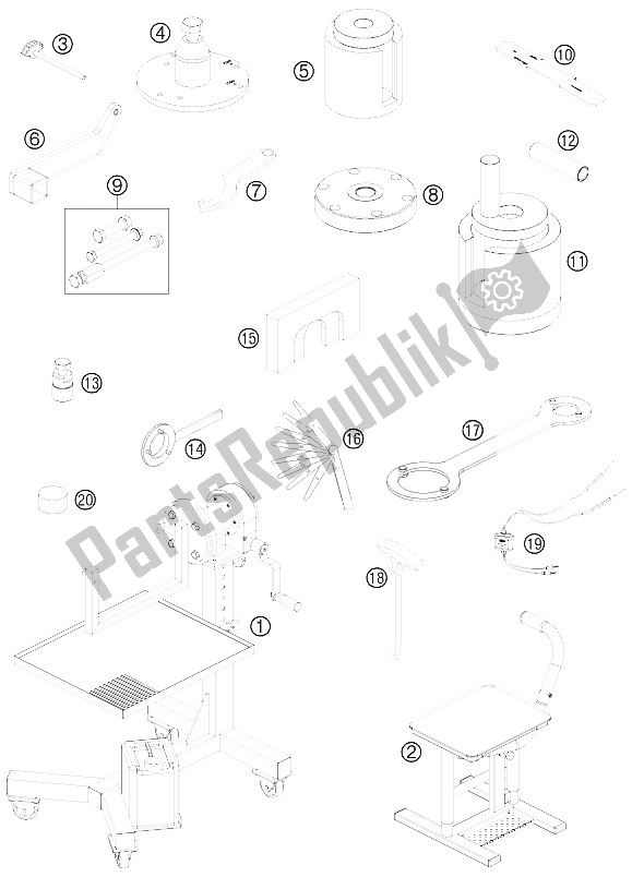 Todas las partes para Herramientas Especiales de KTM 65 SXS USA 2012