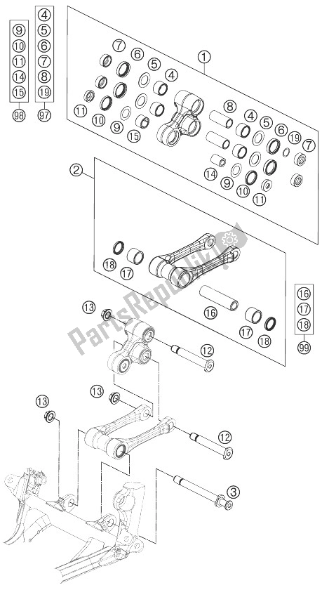 All parts for the Pro Lever Linking of the KTM 125 SX Europe 2013