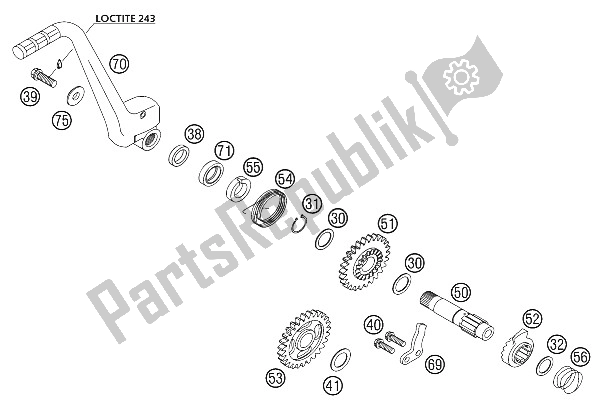 Alle onderdelen voor de Kickstarter 125/200 2000 van de KTM 125 EXC Australia 2001