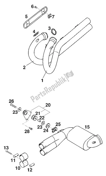 All parts for the Pipes - Collector '96 of the KTM 620 Competition Limited 20 KW Europe 1997