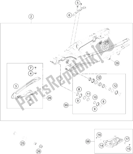 Todas las partes para Brazo Oscilante de KTM 125 SX Europe 2016