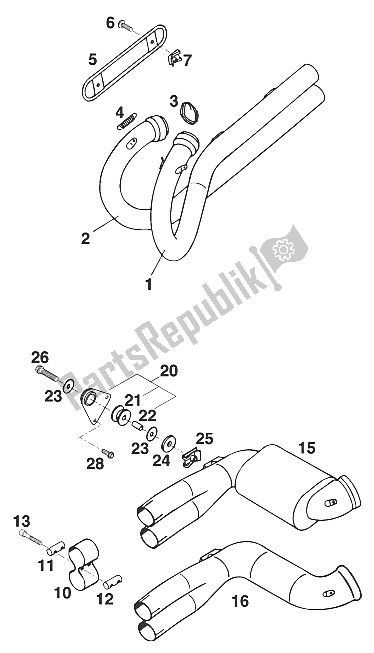 Todas las partes para Tubos - Colector Sx, Sc de KTM 400 Super Comp WP Europe 1997