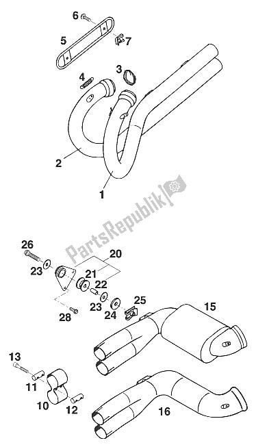 All parts for the Pipes - Collector Lc4 '96 of the KTM 620 Super Comp 4T Europe 1996