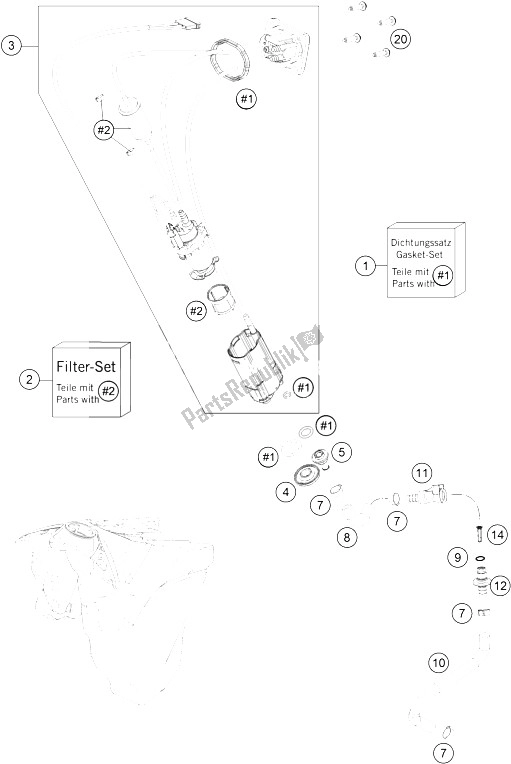 All parts for the Fuel Pump of the KTM 350 XC F USA 2015