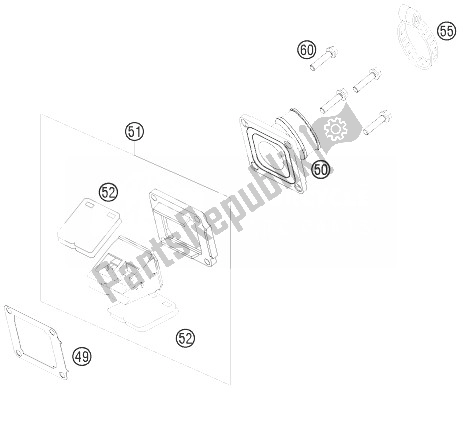 All parts for the Reed Valve Case of the KTM 85 SX 17 14 Europe 2010