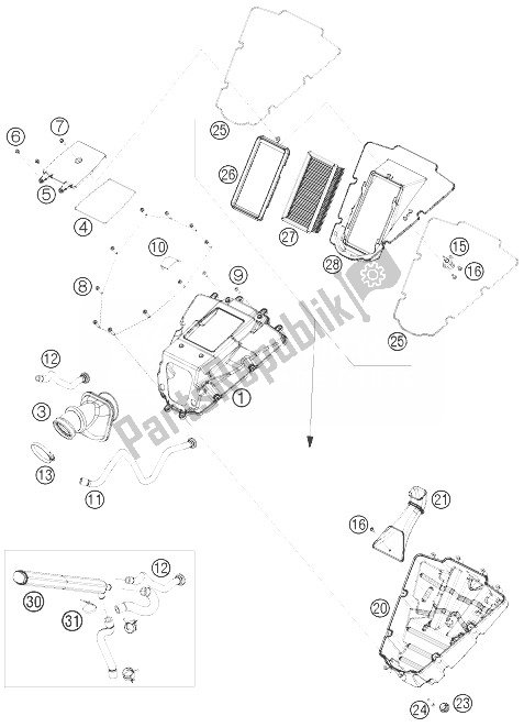 Todas as partes de Filtro De Ar do KTM 690 Duke Orange Australia United Kingdom 2010