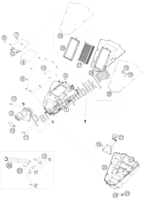 Tutte le parti per il Filtro Dell'aria del KTM 690 Duke White Europe 2010