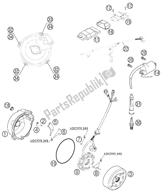 All parts for the Ignition System 660 Smc of the KTM 640 Adventure USA 2005