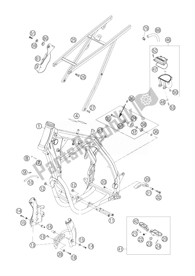 All parts for the Frame, Sub Frame of the KTM 450 SMR Europe 2007