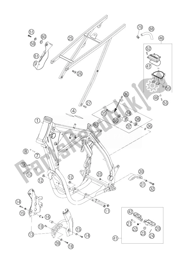 Tutte le parti per il Frame, Sub Frame del KTM 560 SMR Europe 2007