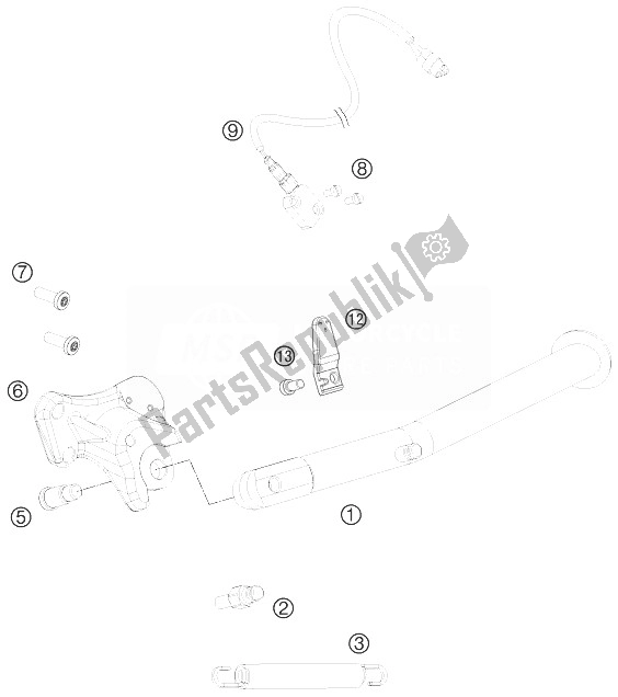 Tutte le parti per il Lato, Cavalletto Centrale del KTM 990 Supermoto R ABS France 2013