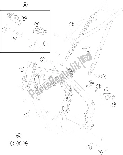 Alle onderdelen voor de Kader van de KTM 65 SX Europe 2015