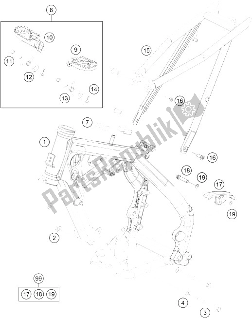 All parts for the Frame of the KTM 65 SXS USA 2015