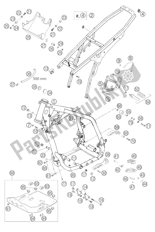 Toutes les pièces pour le Cadre, Faux-châssis du KTM 640 Adventure R Europe 2004