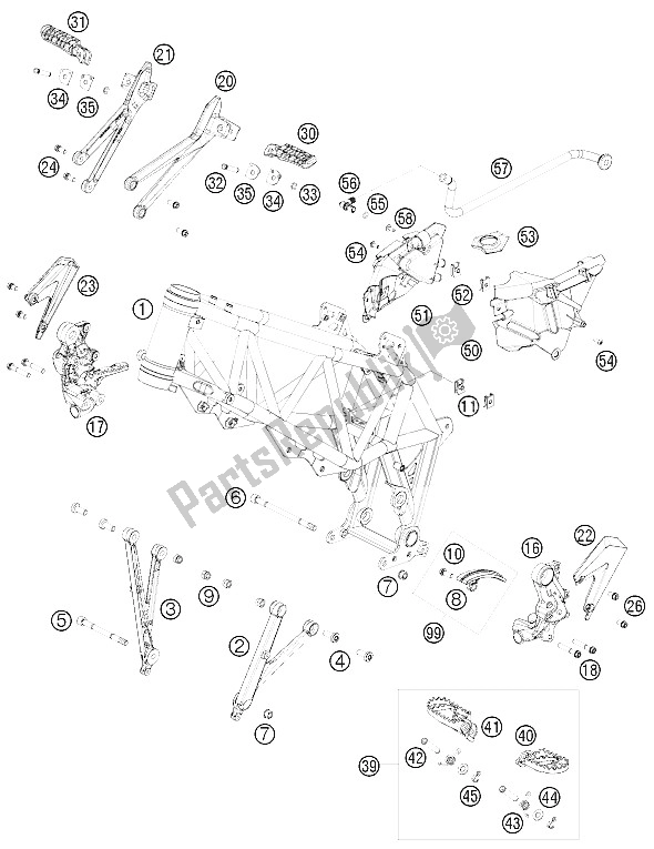 All parts for the Frame of the KTM 690 Enduro R Europe 2011