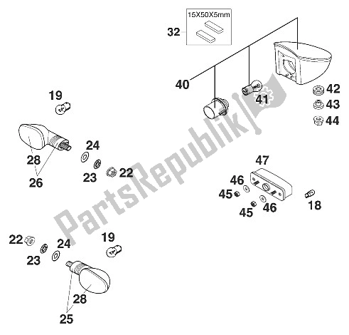 Tutte le parti per il Lampeggiatore, Luce Posteriore 400/620 Sc del KTM 620 SC Europe 2000