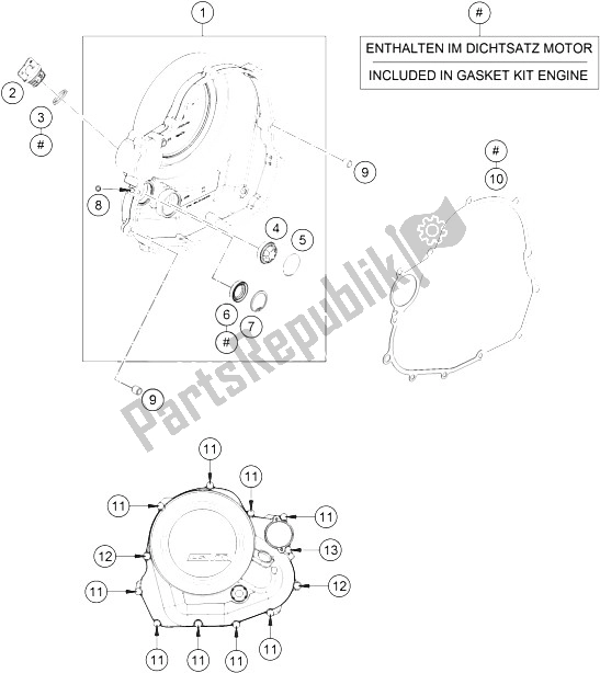 All parts for the Clutch Cover of the KTM 690 Duke Orange ABS 2016 China 2015