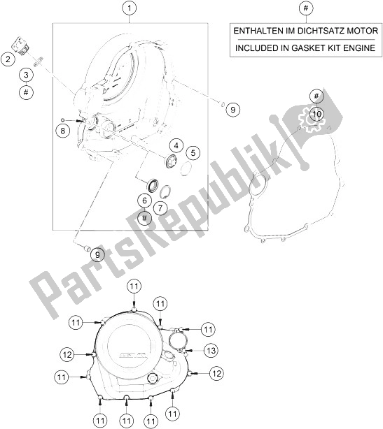 All parts for the Clutch Cover of the KTM 690 Duke Orange ABS Australia 2016