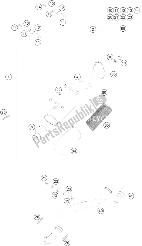 All parts for the Exhaust System of the KTM 400 EXC Factory Edit Europe 2011