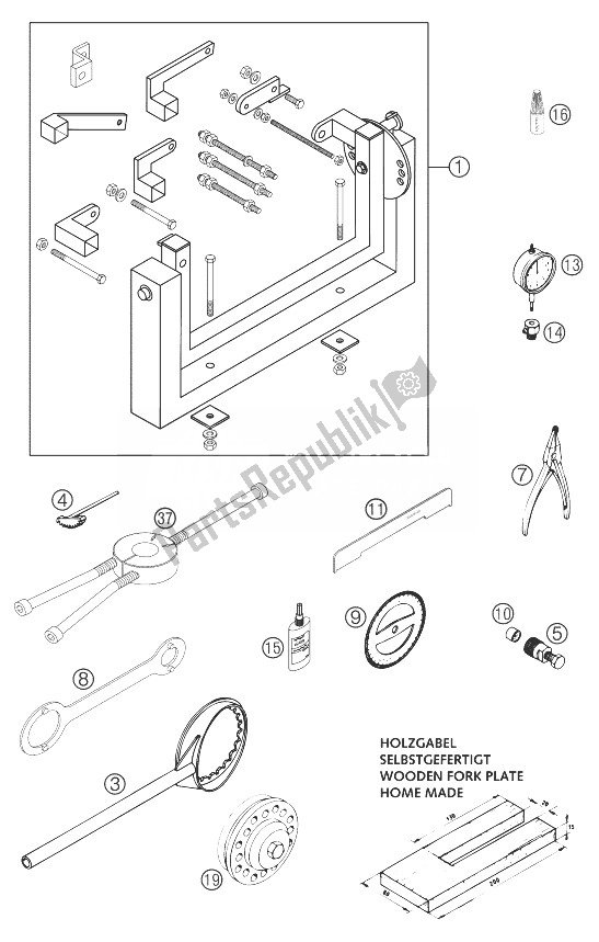 Tutte le parti per il Attrezzi Speciali 250/300 del KTM 250 EXC United Kingdom 2004