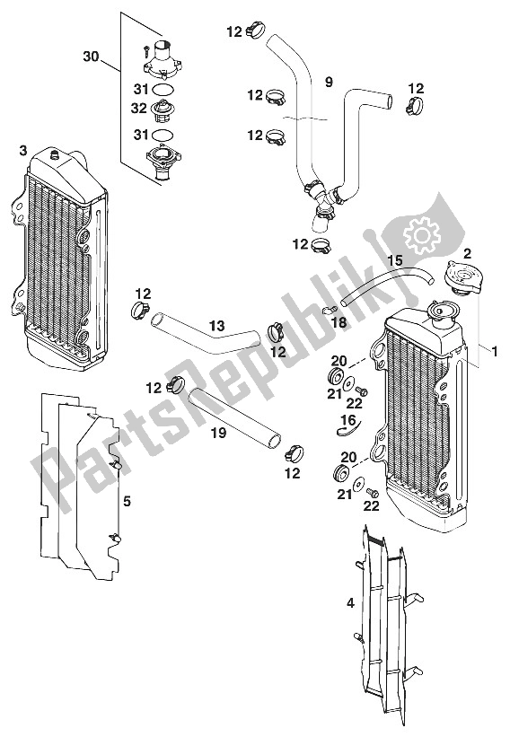 All parts for the Radiator - Radiator Hose 125/200 '98 of the KTM 125 SIX DAY LE USA 1997