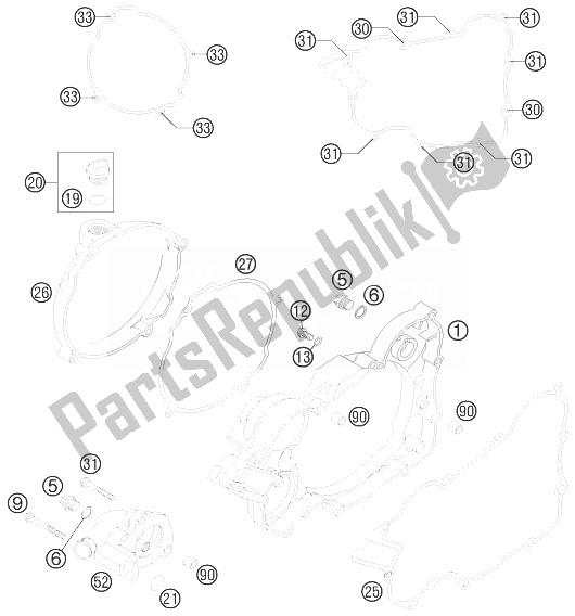 All parts for the Clutch Cover of the KTM 150 XC USA 2014