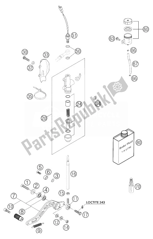 Todas las partes para Control De Freno Trasero 640 Duke Ii de KTM 640 Duke II Black Europe 2003