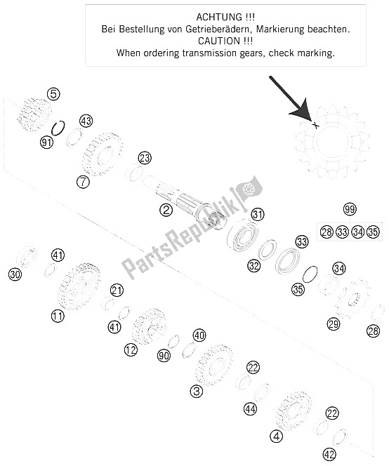 All parts for the Transmission Ii - Countershaft of the KTM 150 SX Europe 2012