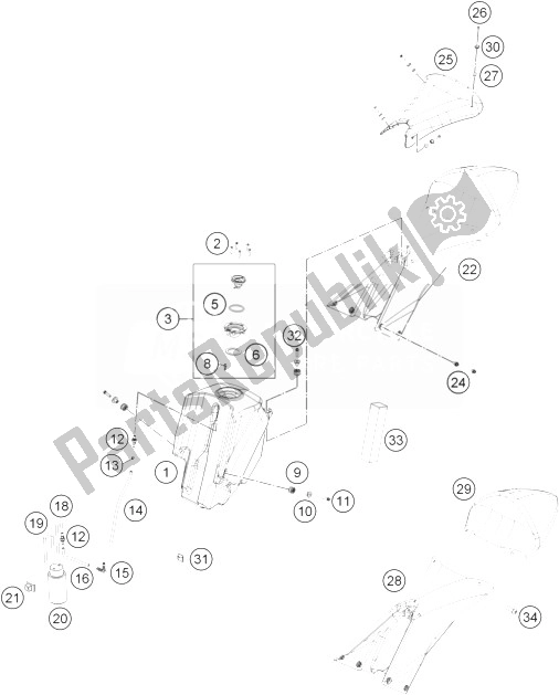 Todas las partes para Tanque, Asiento de KTM RC 250 R Europe 2013