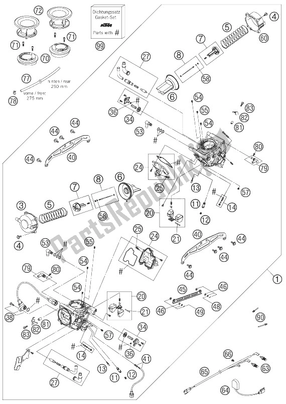 Toutes les pièces pour le Carburateur du KTM 950 Superenduro R Europe 2007