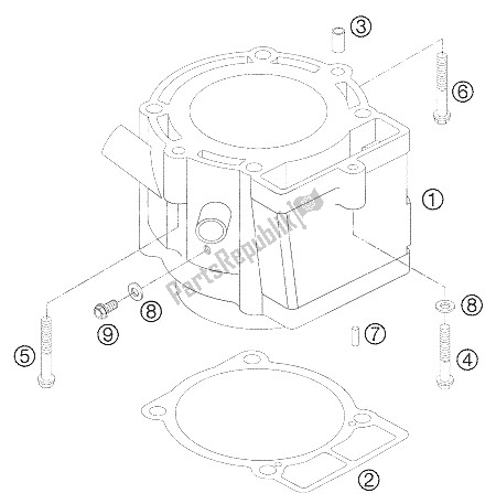 All parts for the Cylinder of the KTM 450 SMR Europe 2006