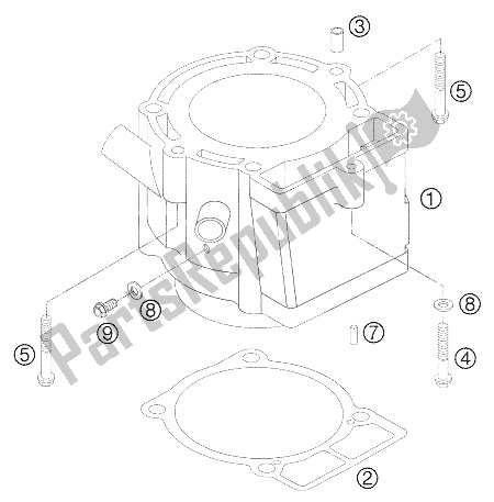 All parts for the Cylinder 250-525 Exc+mxc, 525 of the KTM 250 EXC Racing Australia 2005