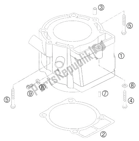 All parts for the Cylinder 250-525 Exc+mxc, 525 of the KTM 400 EXC G Racing USA 2005