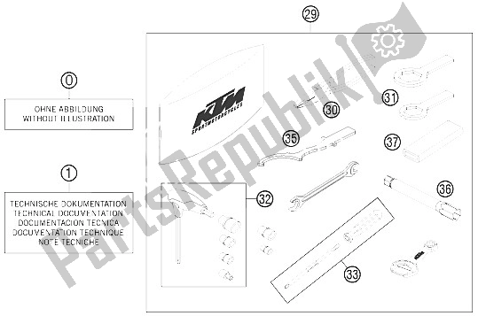 All parts for the Accessories Kit of the KTM 690 Duke R ABS Australia 2015