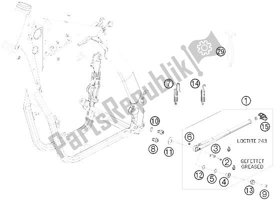 Tutte le parti per il Cavalletto Laterale / Centrale del KTM 530 XC W South Africa 2009