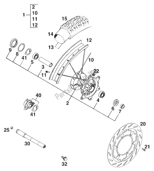 Todas las partes para Rueda Delantera 400-640 Lc4 '98 de KTM 620 LC 4 98 Competition Europe 1998