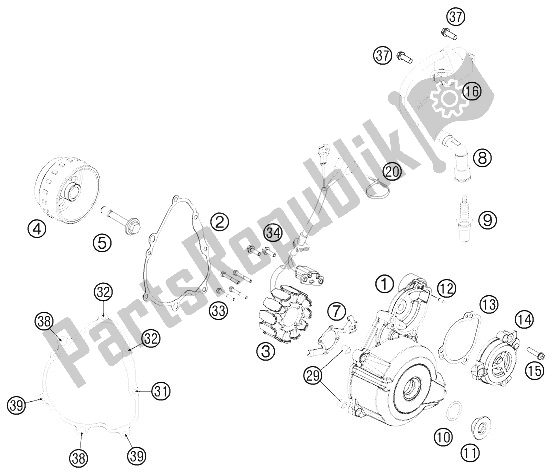 All parts for the Ignition System of the KTM 250 SX F Europe 2012