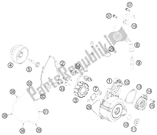 All parts for the Ignition System of the KTM 250 SX F Roczen Replica 12 Europe 2012