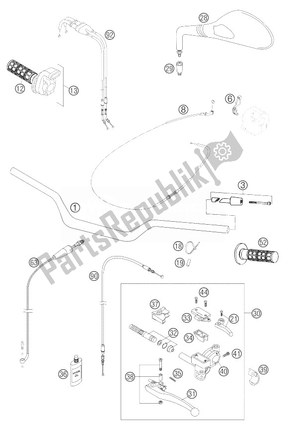 Todas las partes para Manillar, Instrumentos de KTM 640 Duke II Black Europe 2004